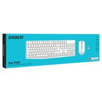 EVEREST KM-7500W Kablosuz Q Multimedia Beyaz Klavye + Mouse Set